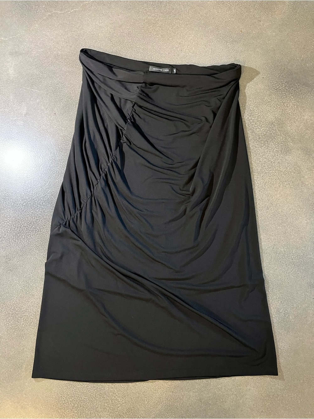 Joeffer Caoc Black Draped Midi Skirt Size Large